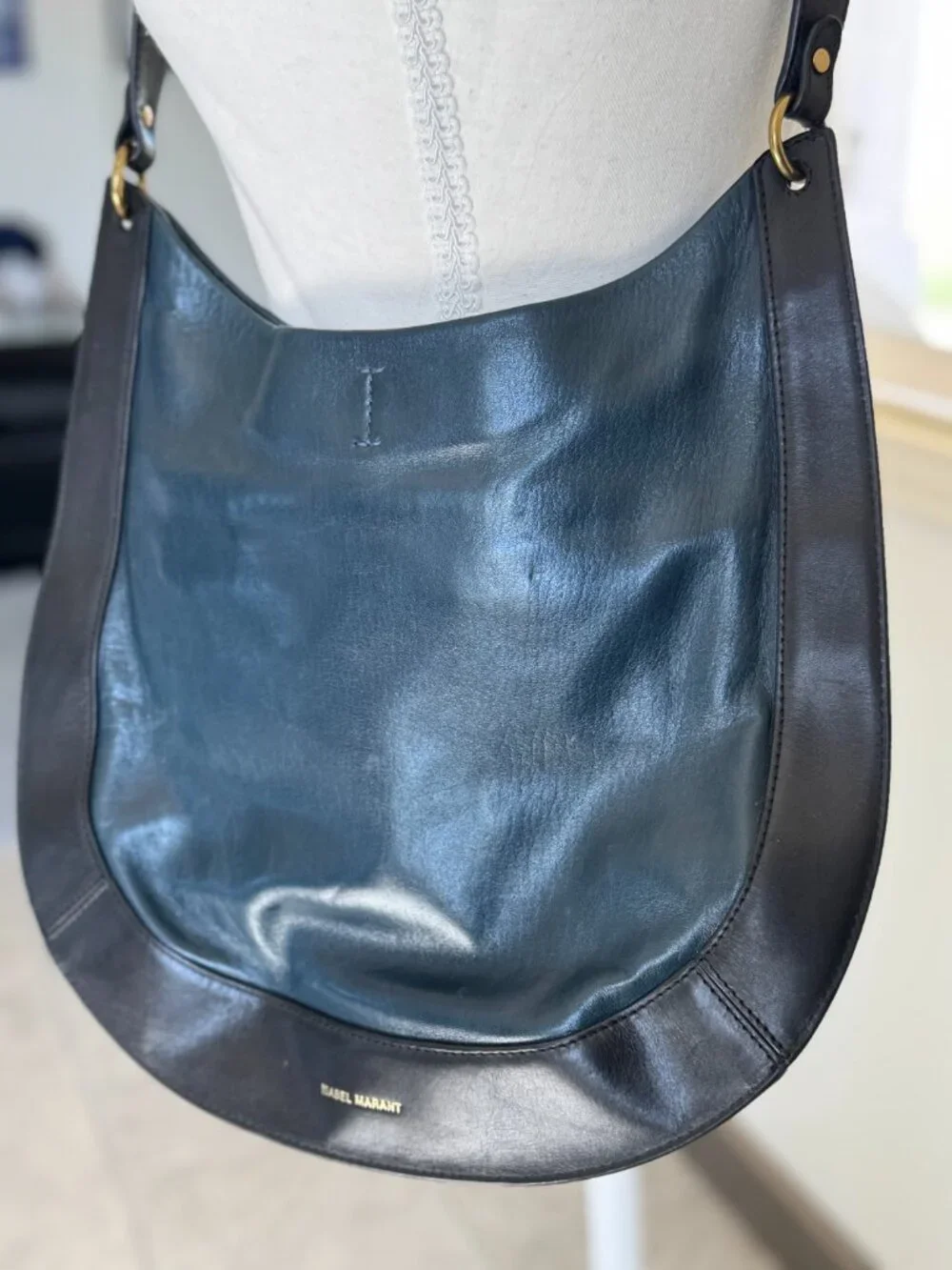 Isabel Marant Moskan Leather Shoulder Bag (Blue)